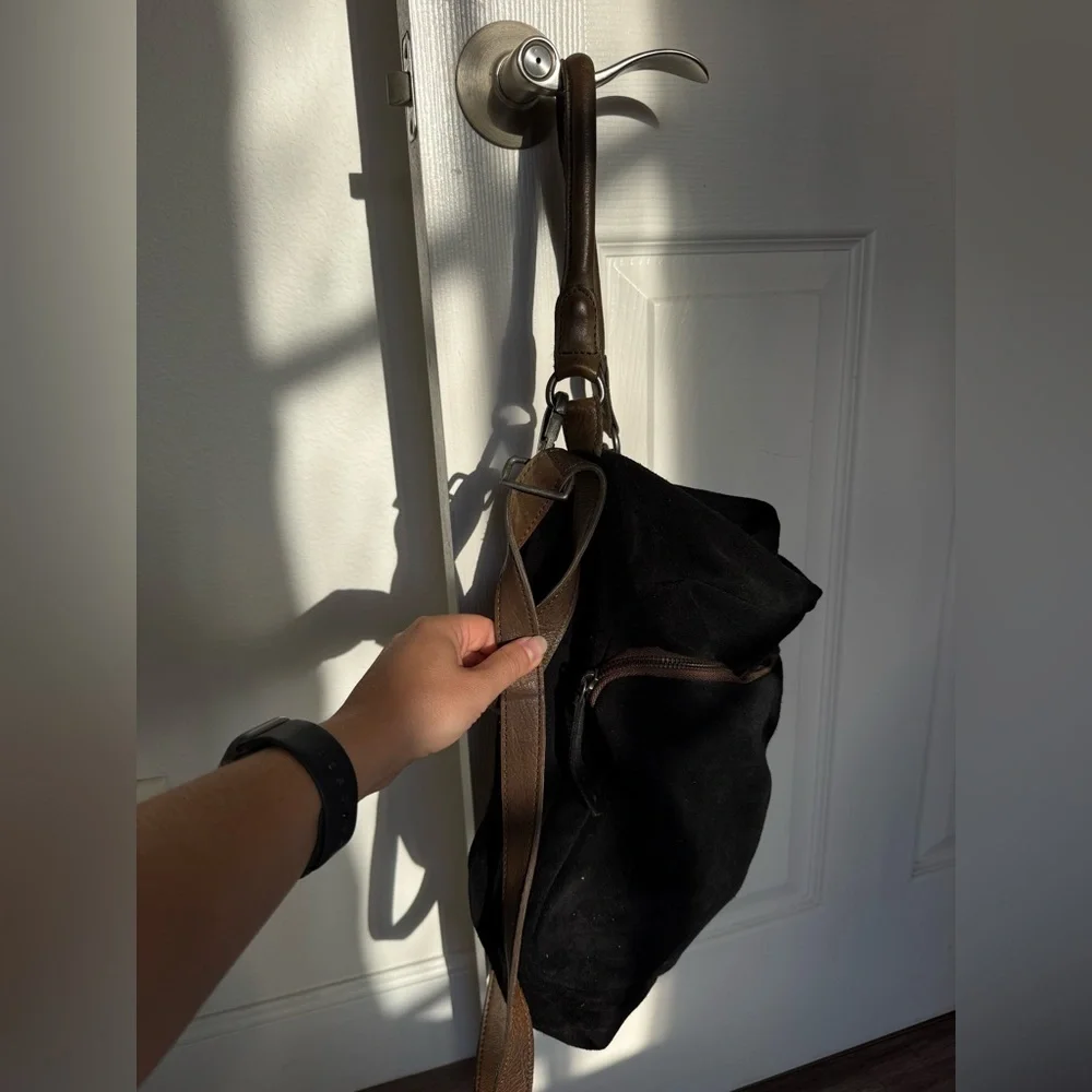 NWT Free People 100% leather suede Black Bag with two handles